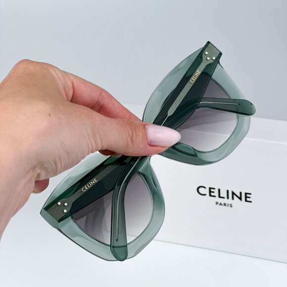 Celine CL4005FN/S 93B BRAND NEW Sunglasses Light Green Gradient Smoke Geometric - Picture 3 of 11